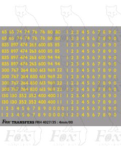 Mk1 Coaching stock rake set numbering and numbersets - yellow