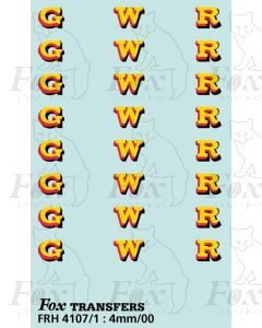 GWR Locomotive Initials yellow/red/black