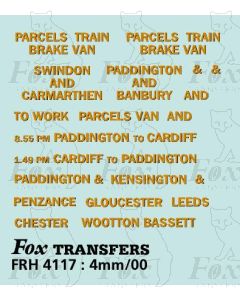 Great Western Railway Collett Full Brake Van Lettering