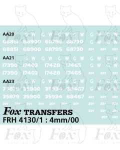 GWR Brake Van Livery Elements diagrams AA20/21/23 (1939-47)