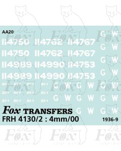 GWR Brake Van Livery Elements diagram AA20 (1936-39)