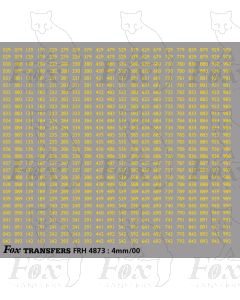 Freight Vehicle Running Numbersets in yellow