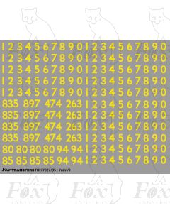 MK1 Coaching stock rake set numbering and numbersets - yellow