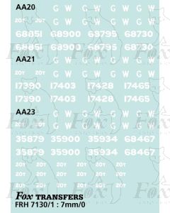 GWR Brake Van Livery Elements diagrams AA20/21/23 (1939-47)