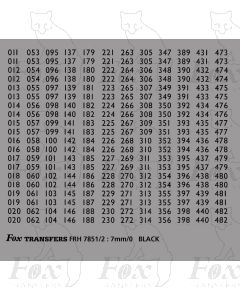 Freight Vehicle Running Numbersets