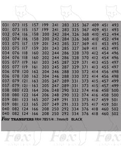 Freight Vehicle Running Numbersets