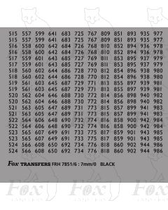 Freight Vehicle Running Numbersets