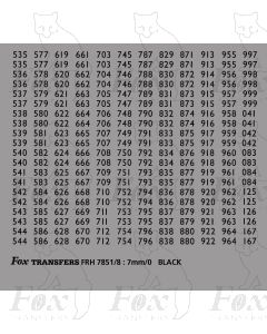 Freight Vehicle Running Numbersets