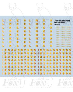 LNER Later Lettering/Numbering Yellow face for black Locos
