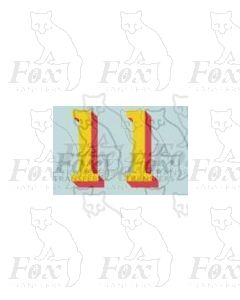 (14.75mm high) Yellow/red shadow - 1 pair number 1