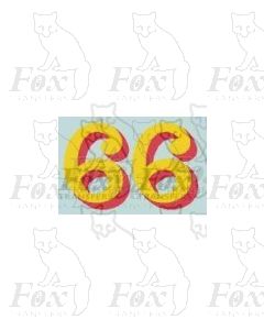 (14.75mm high) Yellow/red shadow - 1 pair number 6