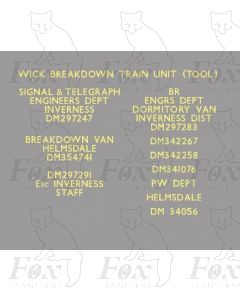 Departmental Brandings - Wick breakdown train (2 sheets)