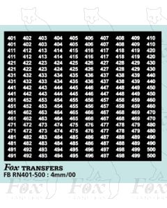 Numberplate Numbers - (401-500) - white on black