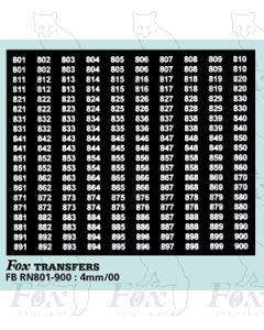 Numberplate Numbers - (801-900) - white on black