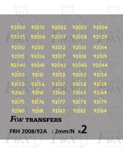 Cabside Numbersets for BR Standards (92000-92184 - not inclusive)