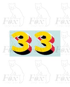 Yellow/red/black (19.25mm high) - 1 pair number 3