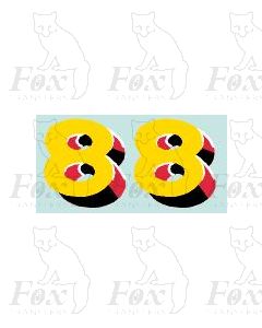 Yellow/red/black (19.25mm high) - 1 pair number 8