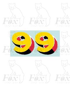 Yellow/red/black (19.25mm high) - 1 pair number 9