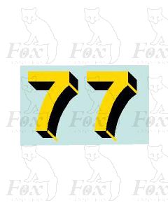 Yellow/black with shadow & highlight (23mm high) 1 pair number 7
