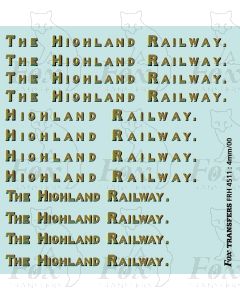 HR Highland Railway Full Company Namesets